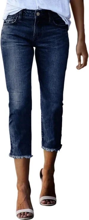 Women's Ripped Destroyed Skinny Jeans & Jeggings Pull-On Elastic Waist Stretch Denim Pants Regular-Plus Size