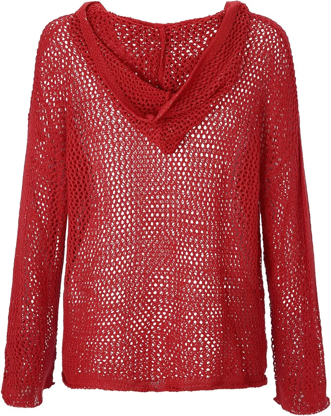 Womens See Through Sweaters Fashion Hollow Out Mesh Hoodies Lightweight Breathable Long Sleeve Crewneck Pullover Tops