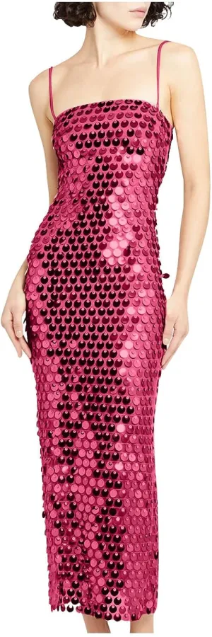 Womens Sequin Maxi Tulle Dresses Elegant Backless Bodycon Evening Gown Spaghetti Straps Sparkly Long Dress