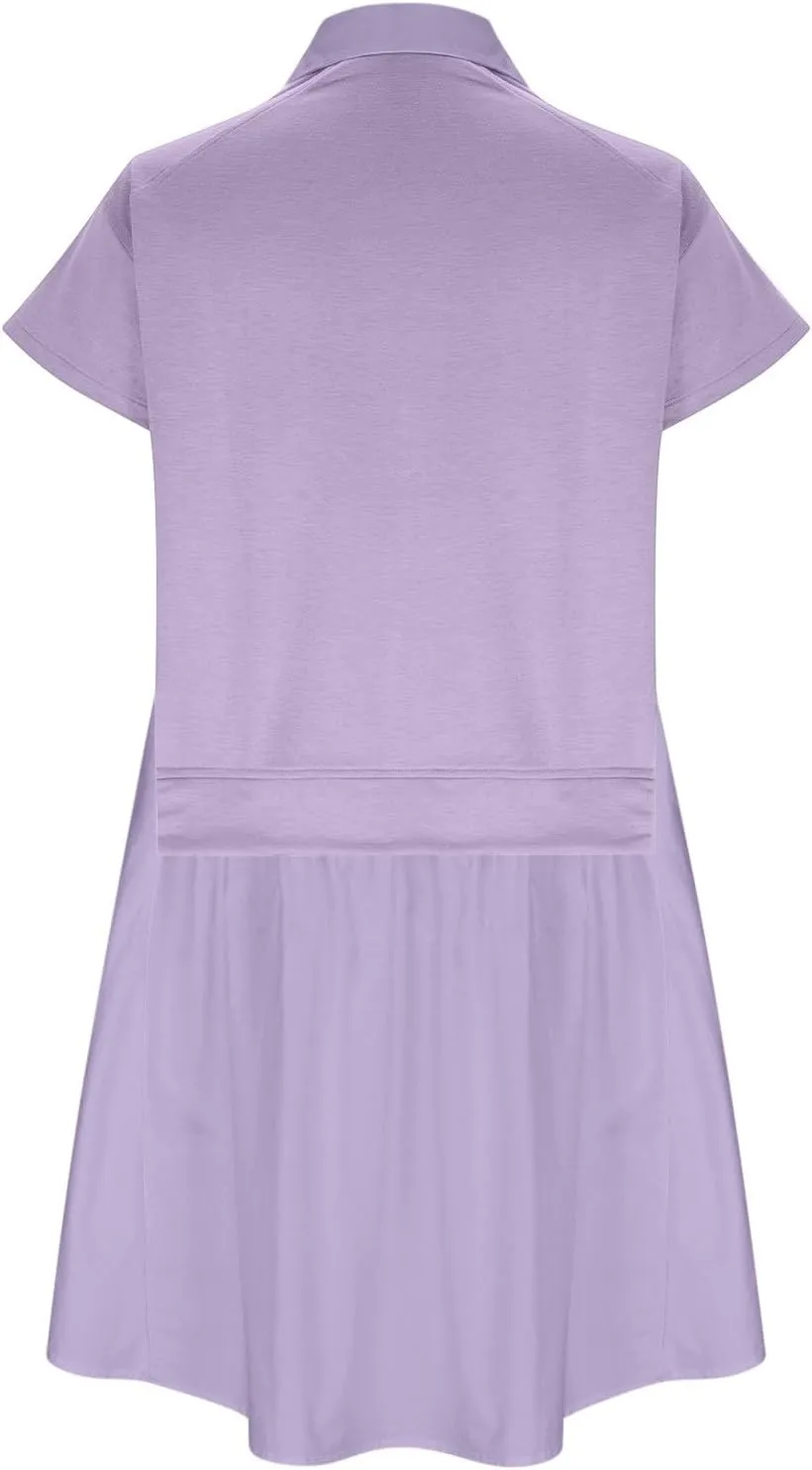 Women's Short Sleeve Button Up Sun Dress Simple Solid Color Beach Dress Loose Casual Trendy Summer Dresses