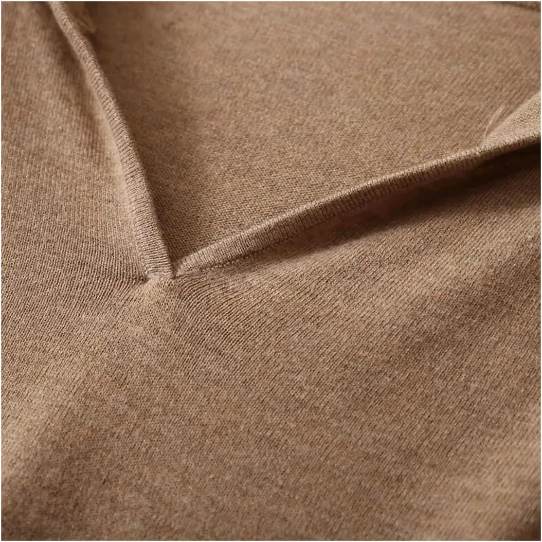 Women's Silk with Cashmere Hoodies Fall Winter Basic Warm Sweater Long Sleeve Knitted Hooded Pullover
