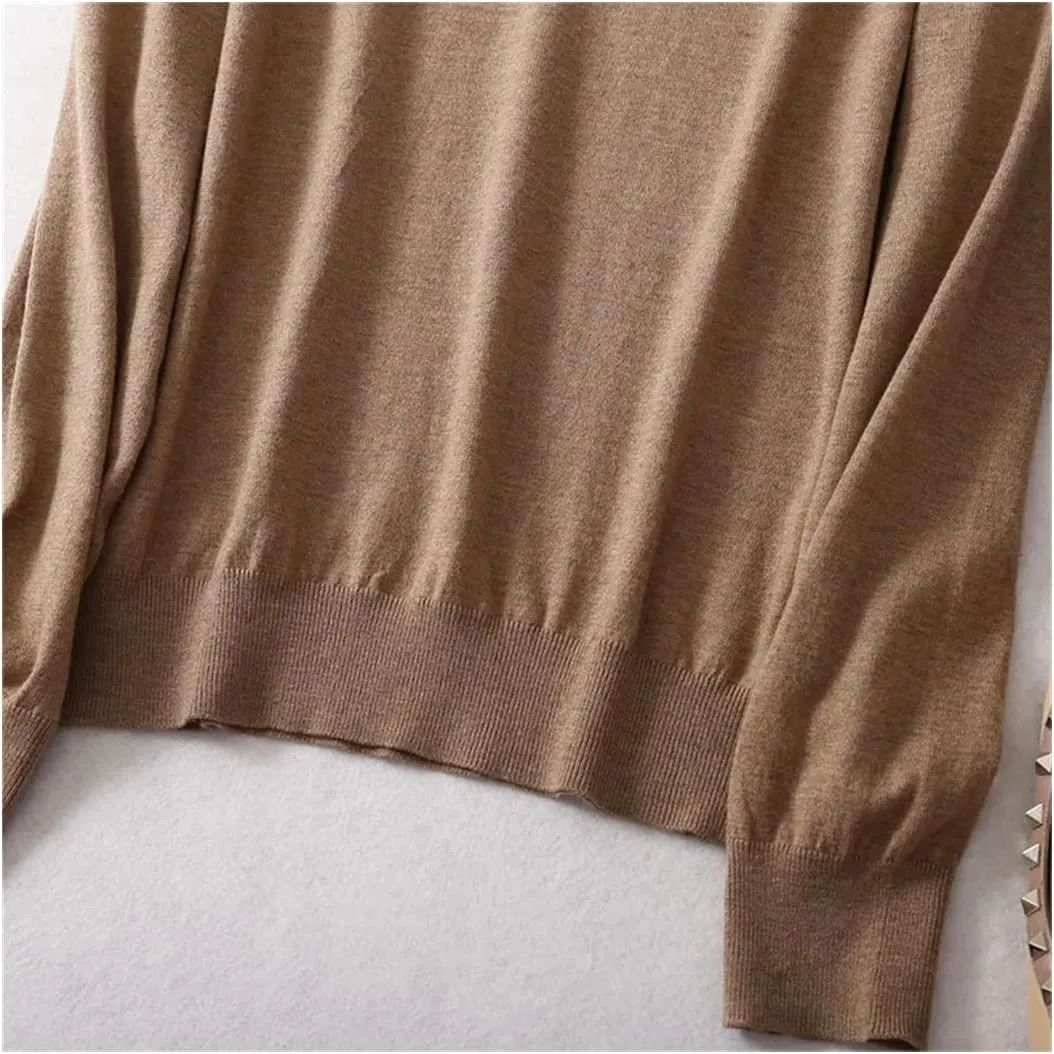 Women's Silk with Cashmere Hoodies Fall Winter Basic Warm Sweater Long Sleeve Knitted Hooded Pullover