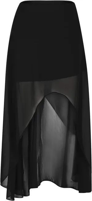 Women's Slit Split Ruffle Long Skirts Asymmetrical Hem Elastic High Waisted Summer Pleated Swing Flowy Maxi Skirt