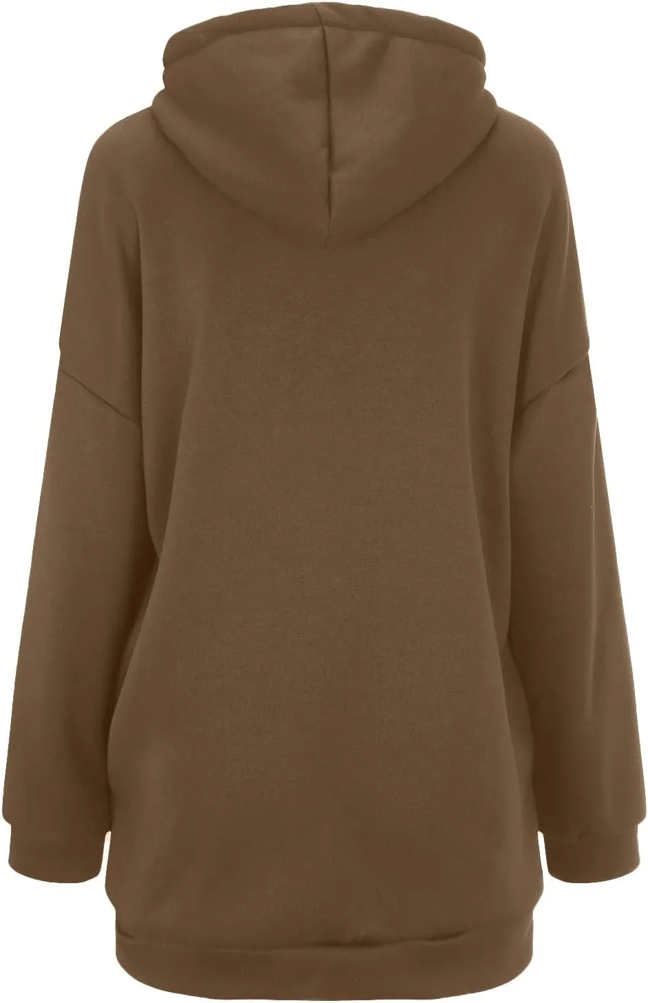 Womens Solid Color Street Style Hooded Long Zipper Sweatshirt With Fleece Long Loose Sweatshirts Women
