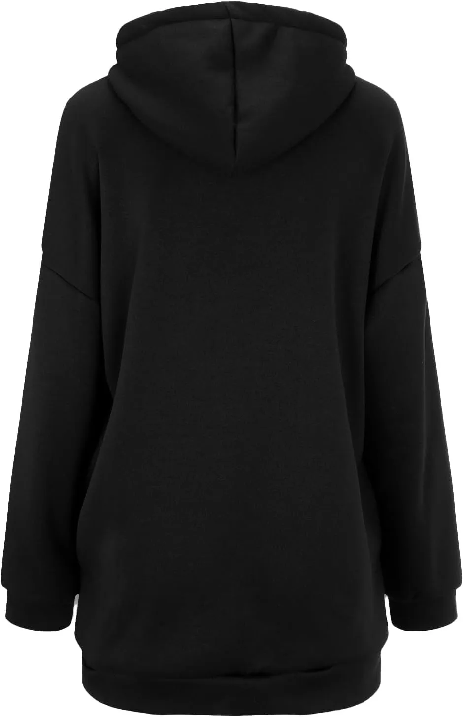 Womens Solid Color Street Style Hooded Long Zipper Sweatshirt With Fleece Oversized Hoodie Sweatshirt