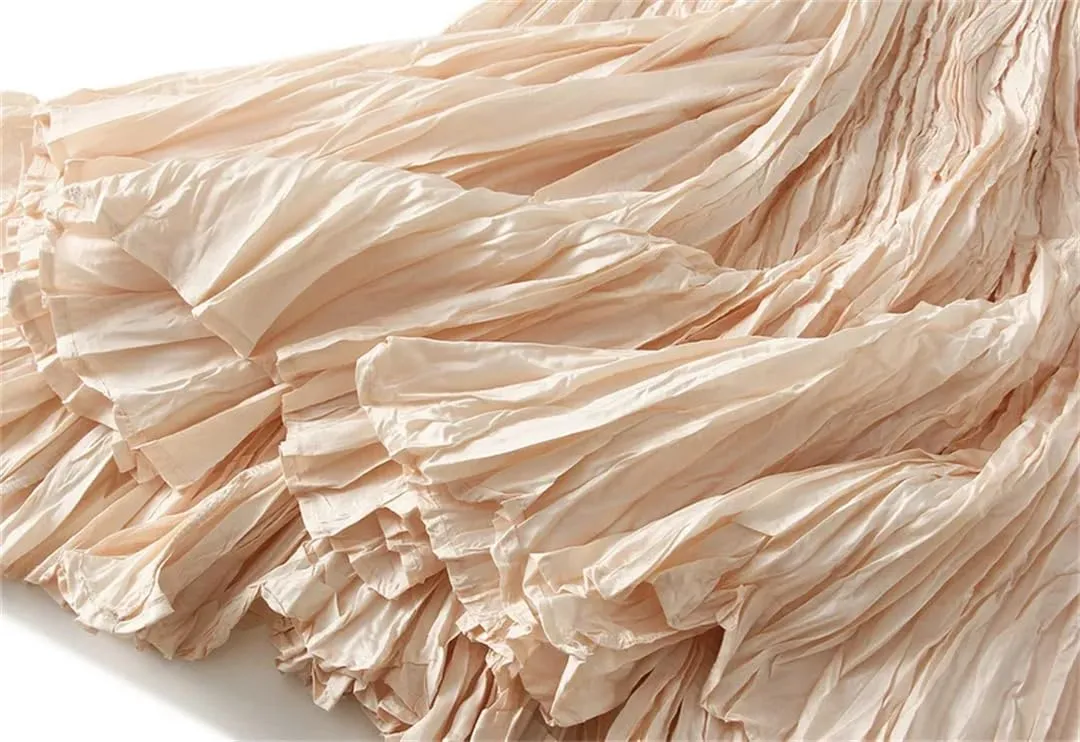 Womens Solid Loose Casual Pleated Long Skirts High Waist Beach Vacation Skirts