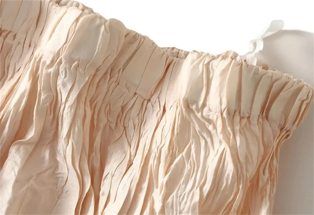 Womens Solid Loose Casual Pleated Long Skirts High Waist Beach Vacation Skirts