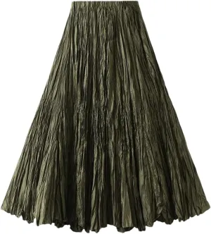 Womens Solid Loose Casual Pleated Long Skirts High Waist Beach Vacation Skirts