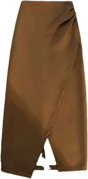 Womens Thicken Irregular Skirts Front Split Design Solid Color High Waist Office Skirts