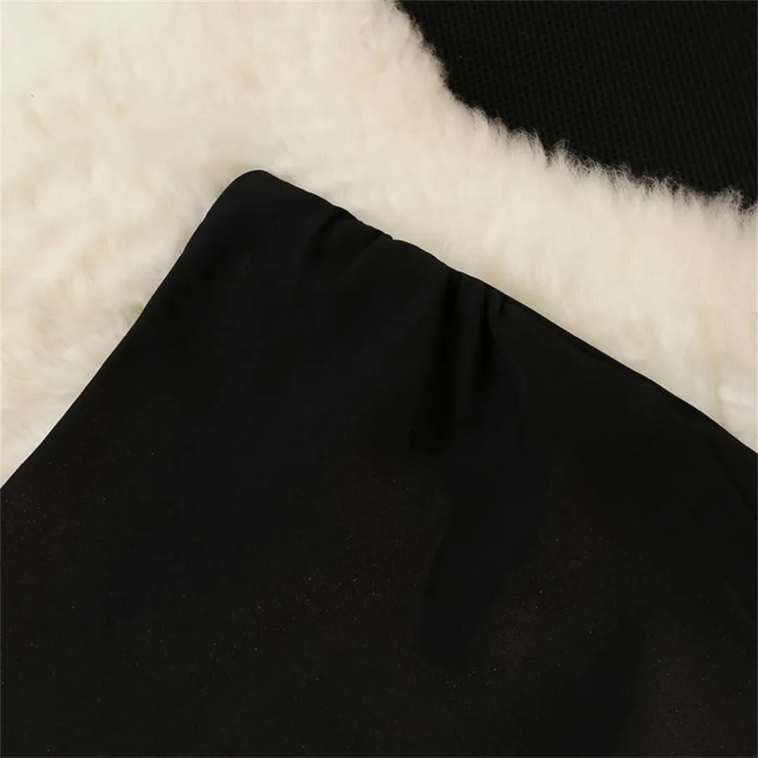 Womens Thicken Irregular Skirts Front Split Design Solid Color High Waist Office Skirts