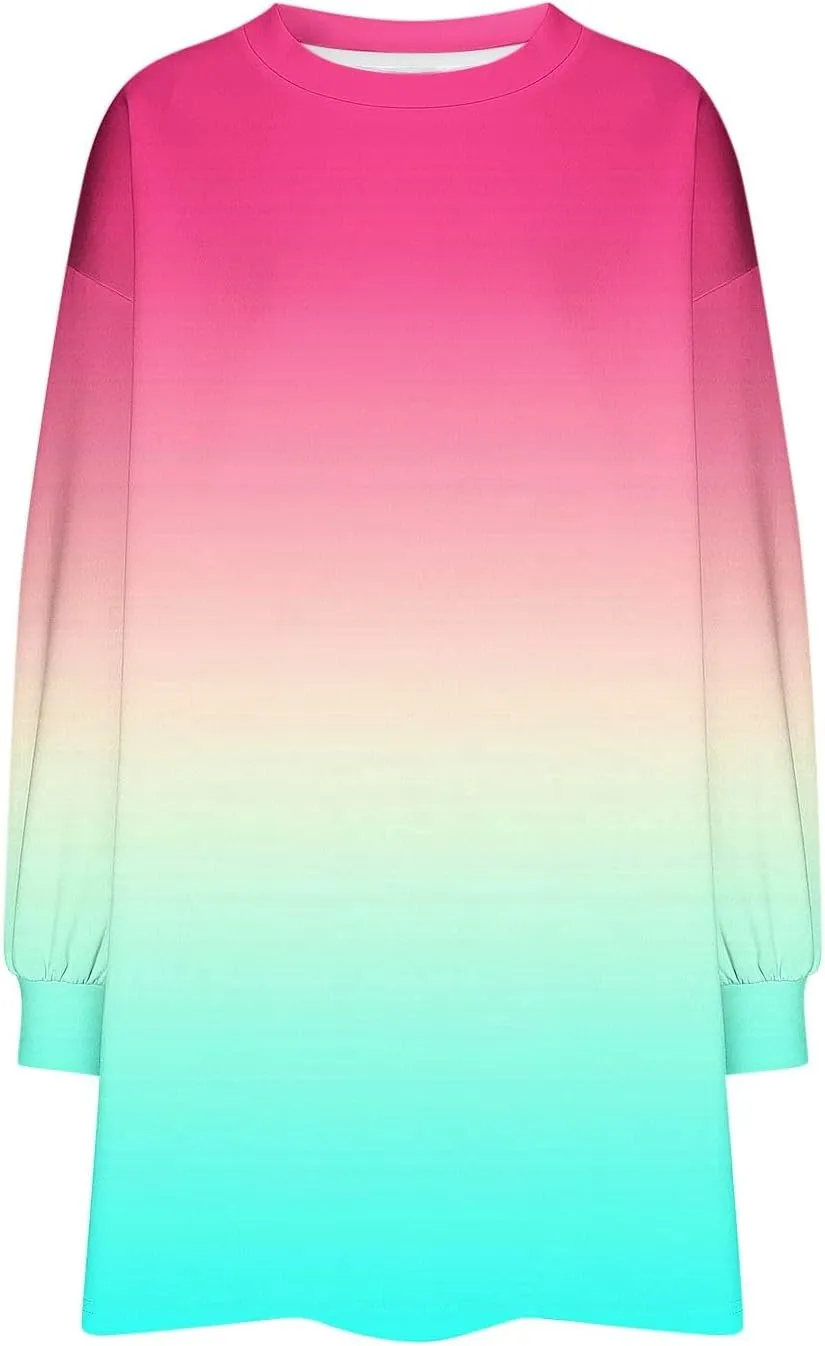 Womens Tie Dye Sweatshirt Oversized Casual Long Sleeve Crewneck Pullover Shirts 2024 Fashion off The Shoulder Sweater