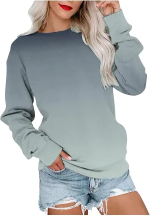Womens Tie-Dye Y2k Hoodies Crewneck Sweatshirts Oversized Casual Blouse Trendy Long Sleeve Loose Lightweight Shirt
