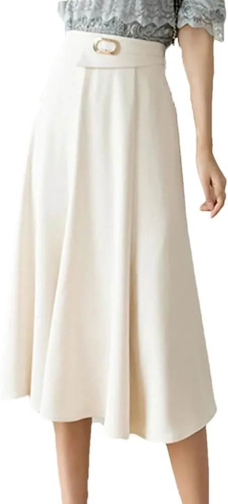 Women's Vintage Mid Skirts Casual Elegant High Waist Office Lady Skirts