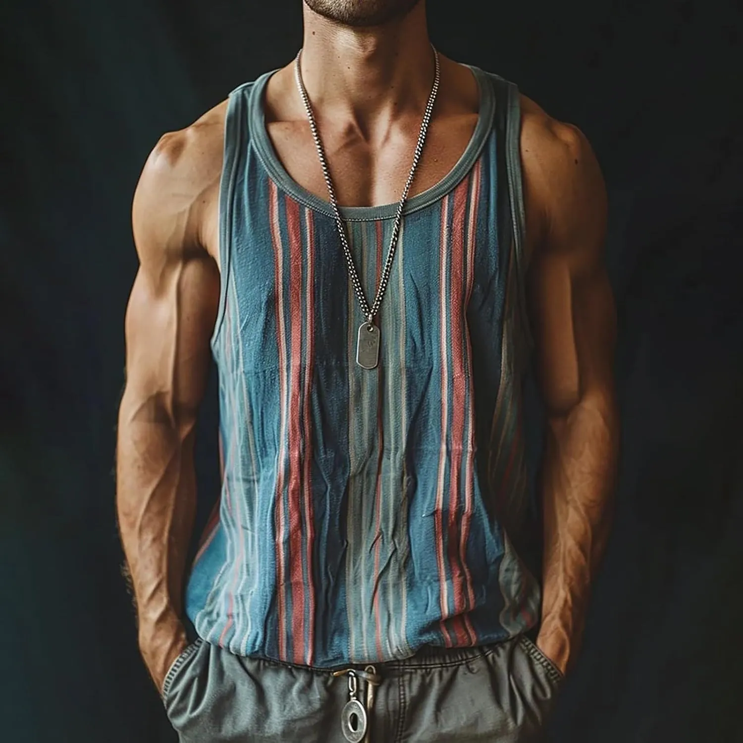 Workout Tank Tops Mens Sleeveless Scoop Neck Cut Off Muscle T-Shirts Color Block Patchwork Yoga Runnig Vest Tops