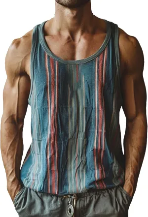 Workout Tank Tops Mens Sleeveless Scoop Neck Cut Off Muscle T-Shirts Color Block Patchwork Yoga Runnig Vest Tops