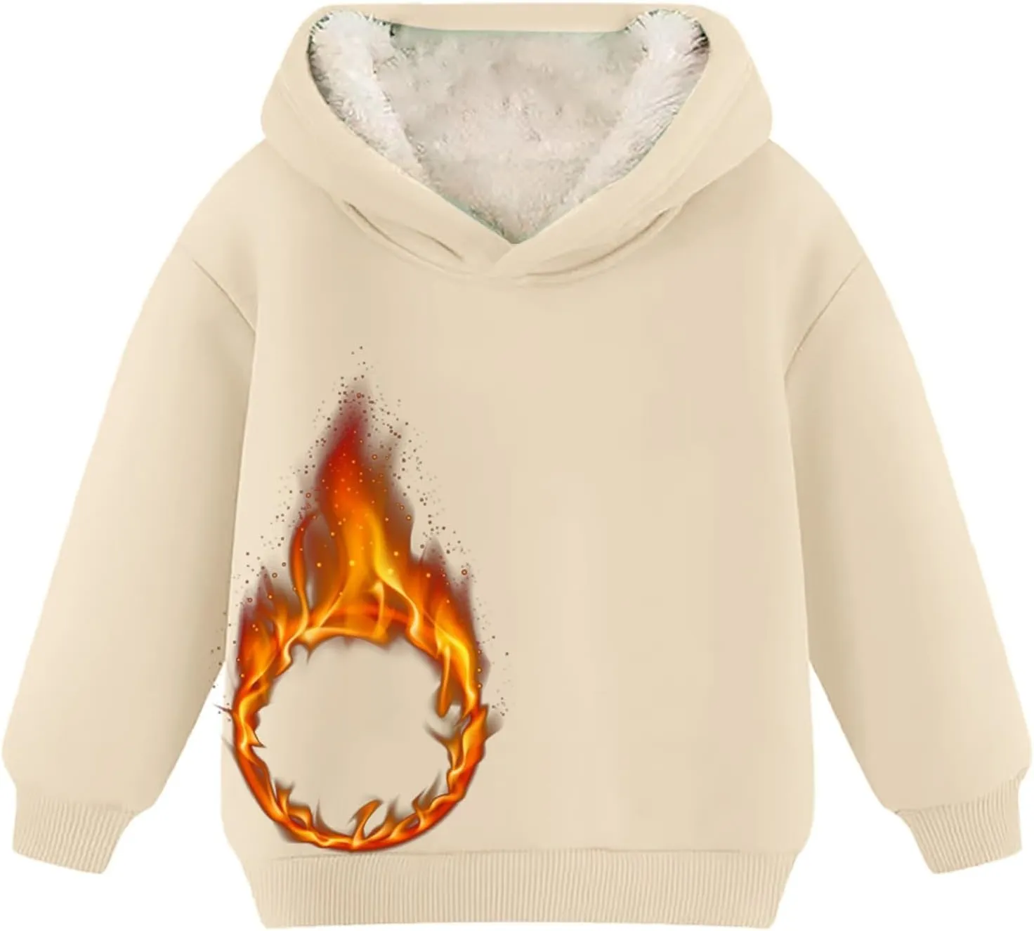 Youth Boys Girls Winter Shrpa Lined Hoodie Kid's Fleece Pullover Hooded Sweatshirt Thicken Basic Solid Cotton Hoodie