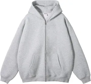 Zip Up Hoodies for Men Long Sleeve Solid Color Jacket with Pockets Hooded Casual Loose Sweatshirts Tops Fall Clothes