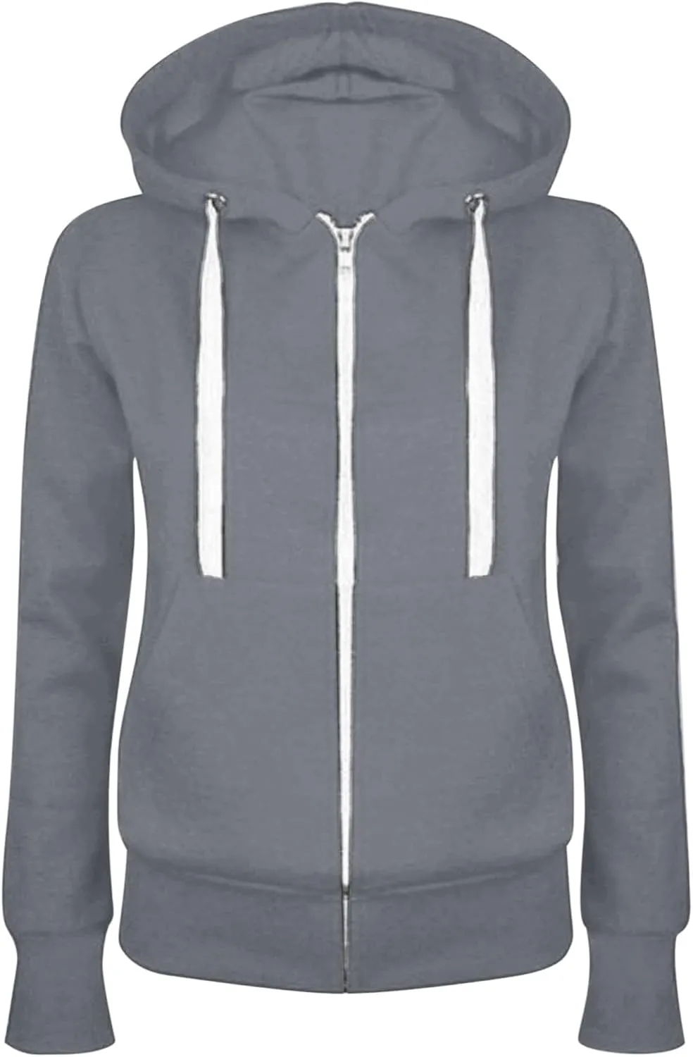 Zip Up Hoodies For Women Fall Long Sleeve Lightweight Basic Sweatshirt Solid Color-Block Casual Long Sleeve Jackets