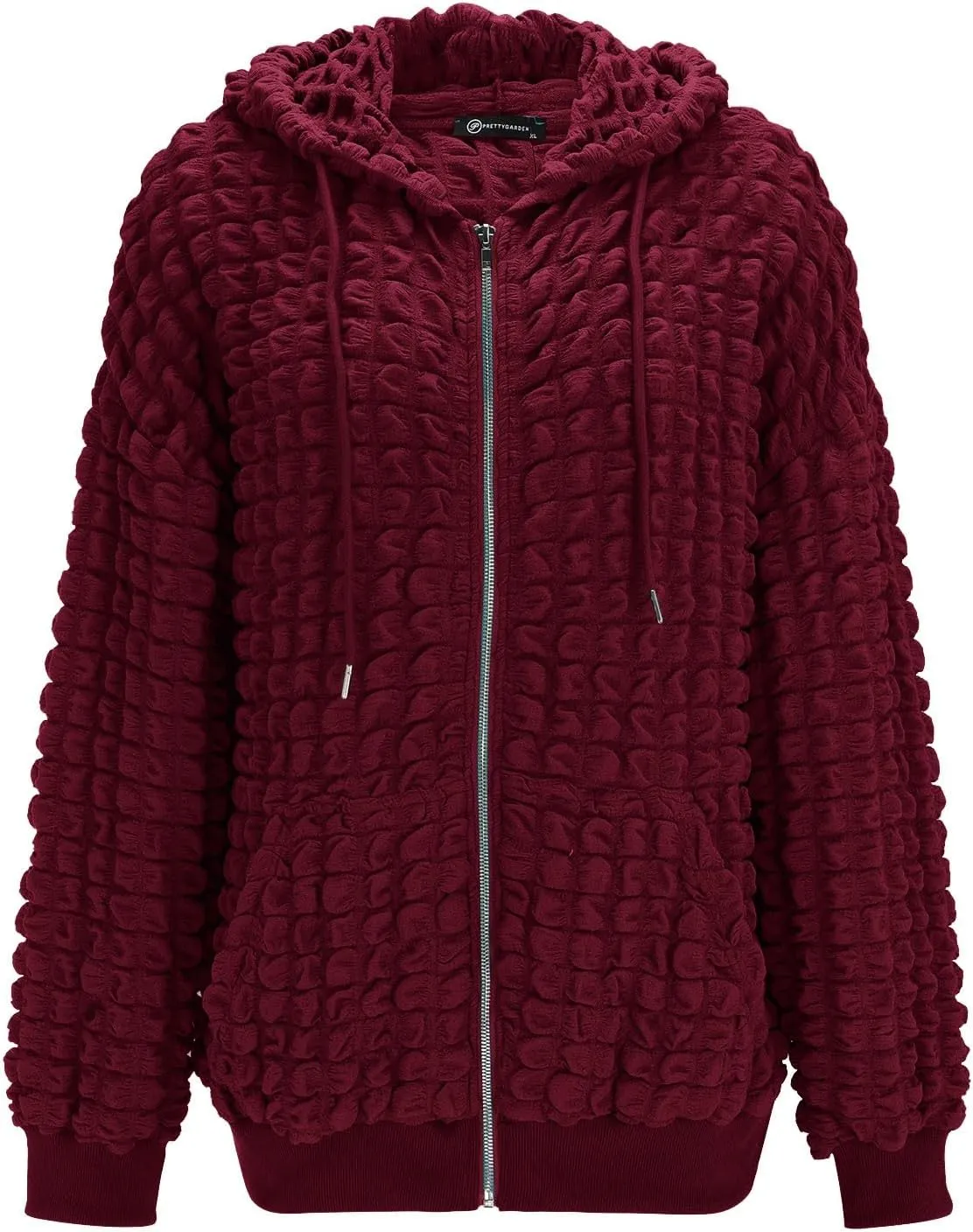 ZYXTIM Women's Cute Hoodies Teen Girl Fall Jacket Waffle Textured Oversized Sweatshirts Casual Zip Up Y2K Hoodie with Pocket