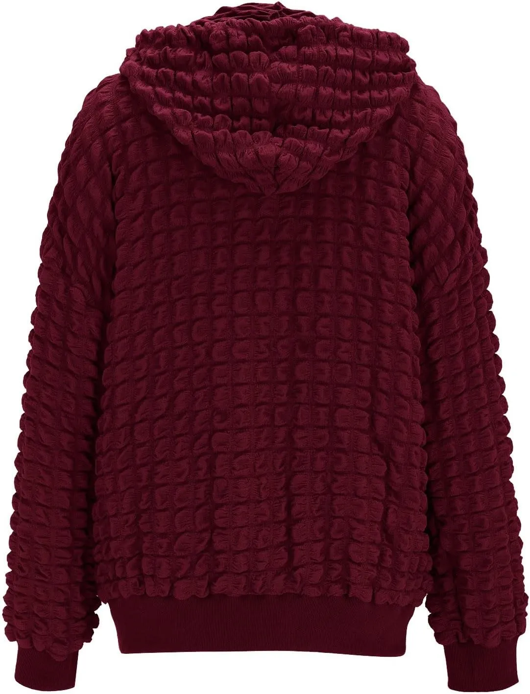 ZYXTIM Women's Cute Hoodies Teen Girl Fall Jacket Waffle Textured Oversized Sweatshirts Casual Zip Up Y2K Hoodie with Pocket
